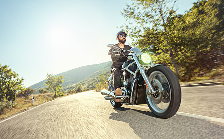 motorcycle driver on road