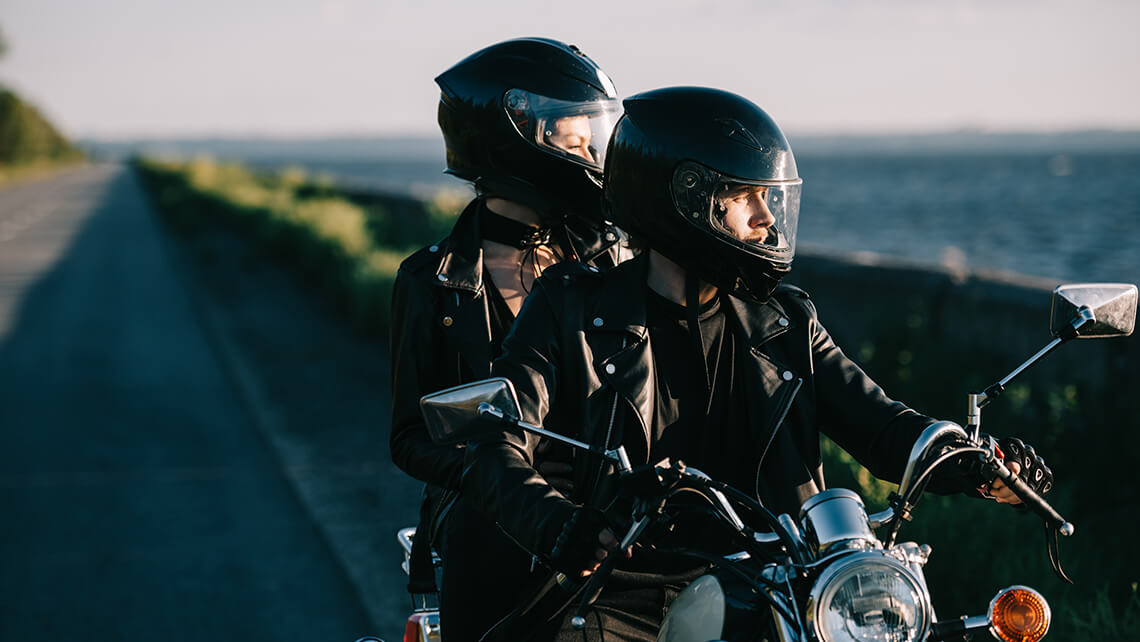 couple on motorcycle