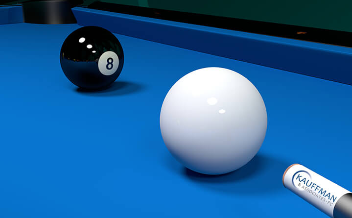 pool game with black eight and white balls