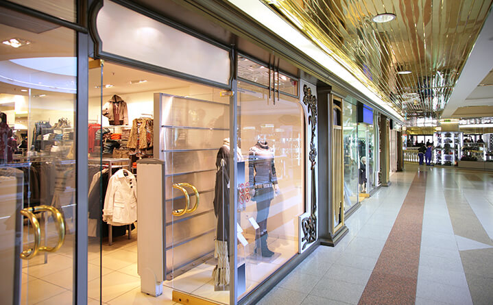 clothing store front at a mall