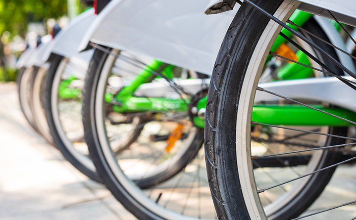 bikes parked in a row